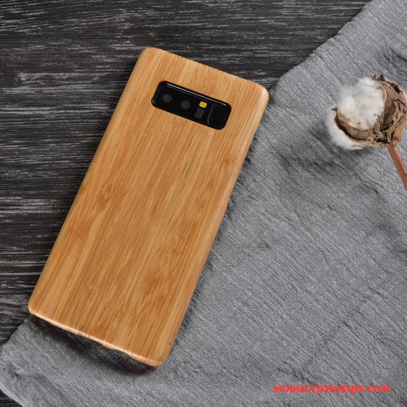 Samsung Galaxy Note 8 Hoes Achterklep Massief Hout Hoesje Telefoon Bescherming Ster