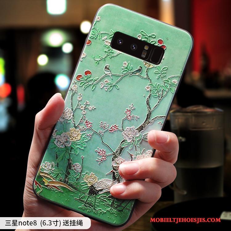 Samsung Galaxy Note 8 Hoes All Inclusive Chinese Stijl Anti-fall Blauw Scheppend Hoesje Telefoon