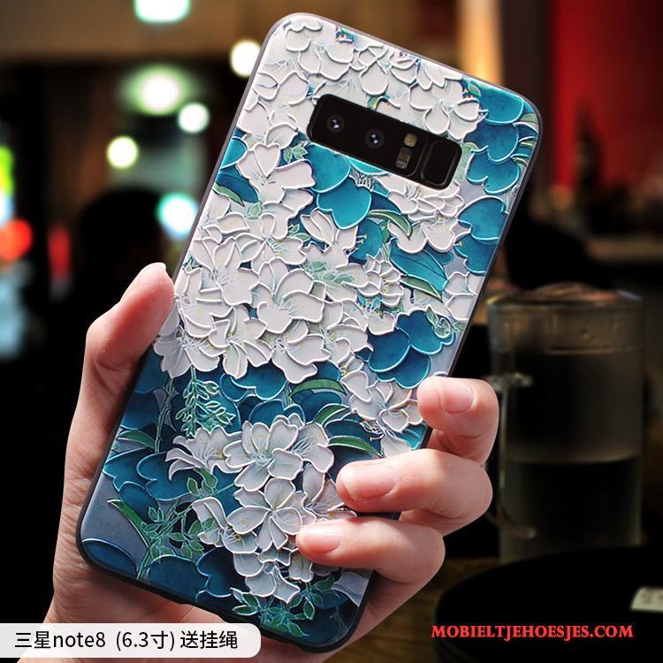 Samsung Galaxy Note 8 Hoes All Inclusive Chinese Stijl Anti-fall Blauw Scheppend Hoesje Telefoon