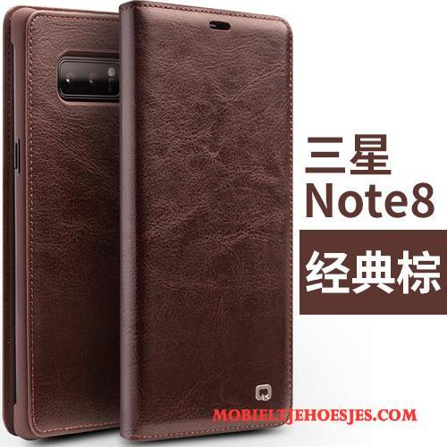 Samsung Galaxy Note 8 Hoes Ster Hoesje Telefoon Mobiele Telefoon Bescherming Bruin Leren Etui