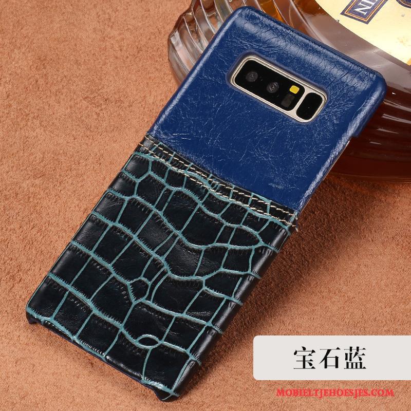 Samsung Galaxy Note 8 Hoesje Bescherming Hoes Echt Leer Anti-fall Rood Luxe Ster