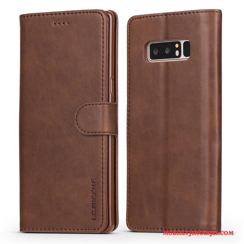 Samsung Galaxy Note 8 Hoesje Geel Bedrijf Mobiele Telefoon Anti-fall Clamshell Leren Etui Bescherming