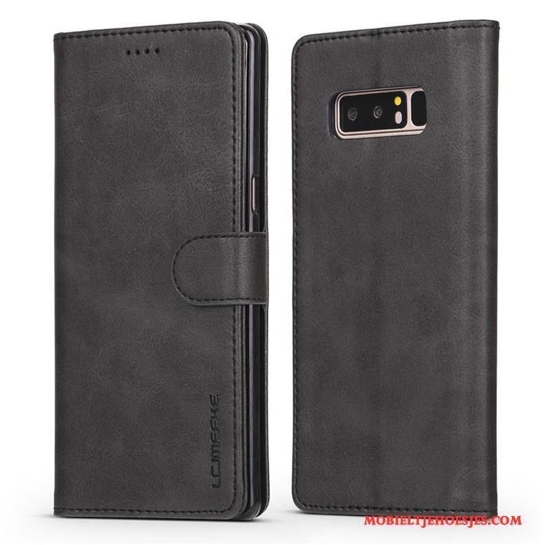 Samsung Galaxy Note 8 Hoesje Geel Bedrijf Mobiele Telefoon Anti-fall Clamshell Leren Etui Bescherming