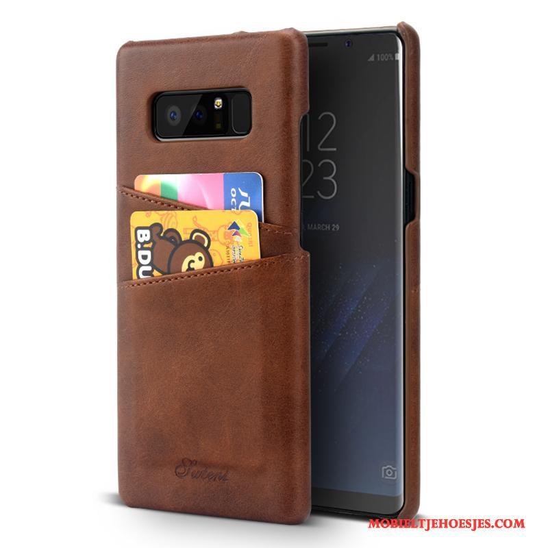 Samsung Galaxy Note 8 Hoesje Leer Portemonnee Vintage Ster Telefoon Bedrijf