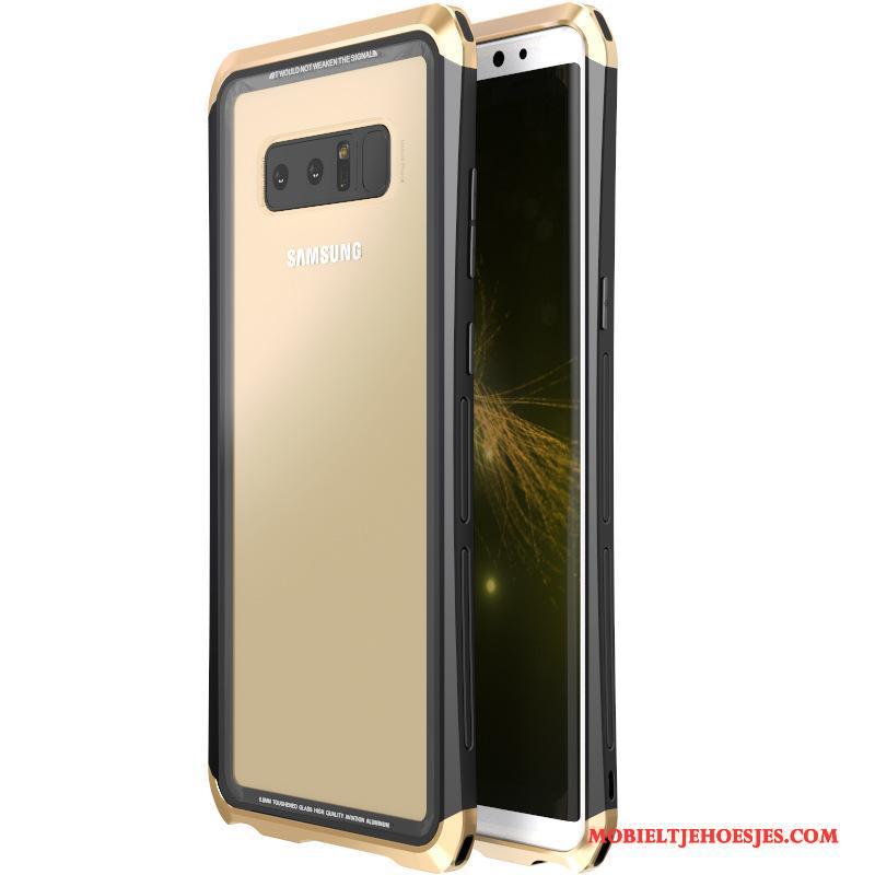 Samsung Galaxy Note 8 Hoesje Metaal Ster Hard Gehard Glas Hoes Omlijsting Anti-fall