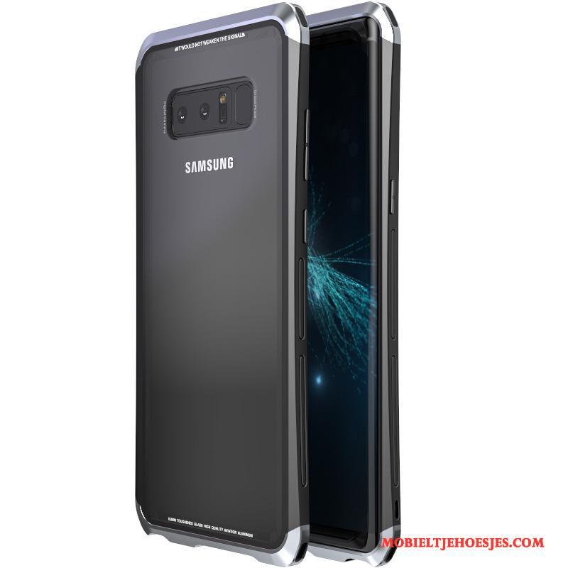 Samsung Galaxy Note 8 Hoesje Metaal Ster Hard Gehard Glas Hoes Omlijsting Anti-fall