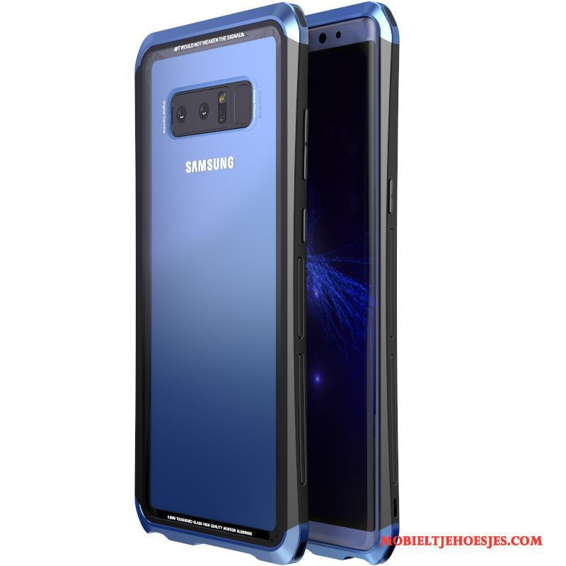 Samsung Galaxy Note 8 Hoesje Metaal Ster Hard Gehard Glas Hoes Omlijsting Anti-fall