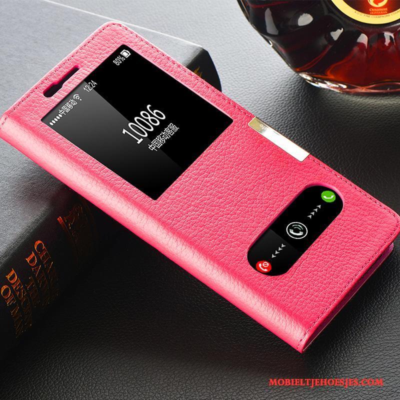 Samsung Galaxy Note 8 Hoesje Oranje Bescherming Mobiele Telefoon Leren Etui Ster Echt Leer