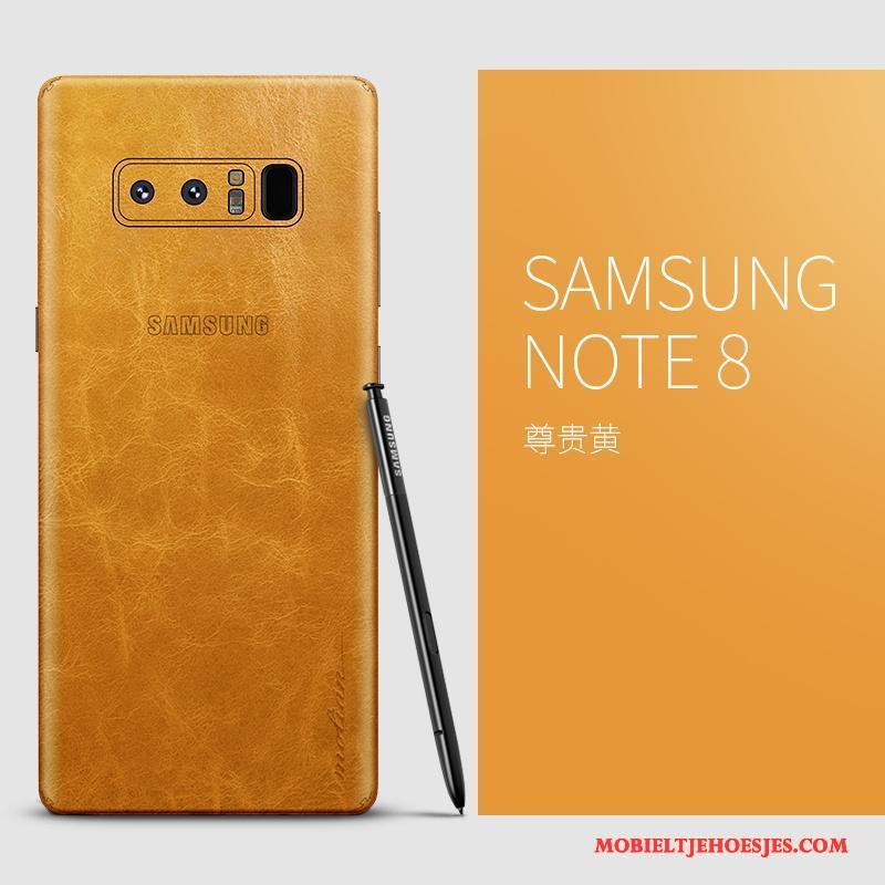 Samsung Galaxy Note 8 Hoesje Scheppend Hoes Bescherming Zwart Ster All Inclusive Echt Leer