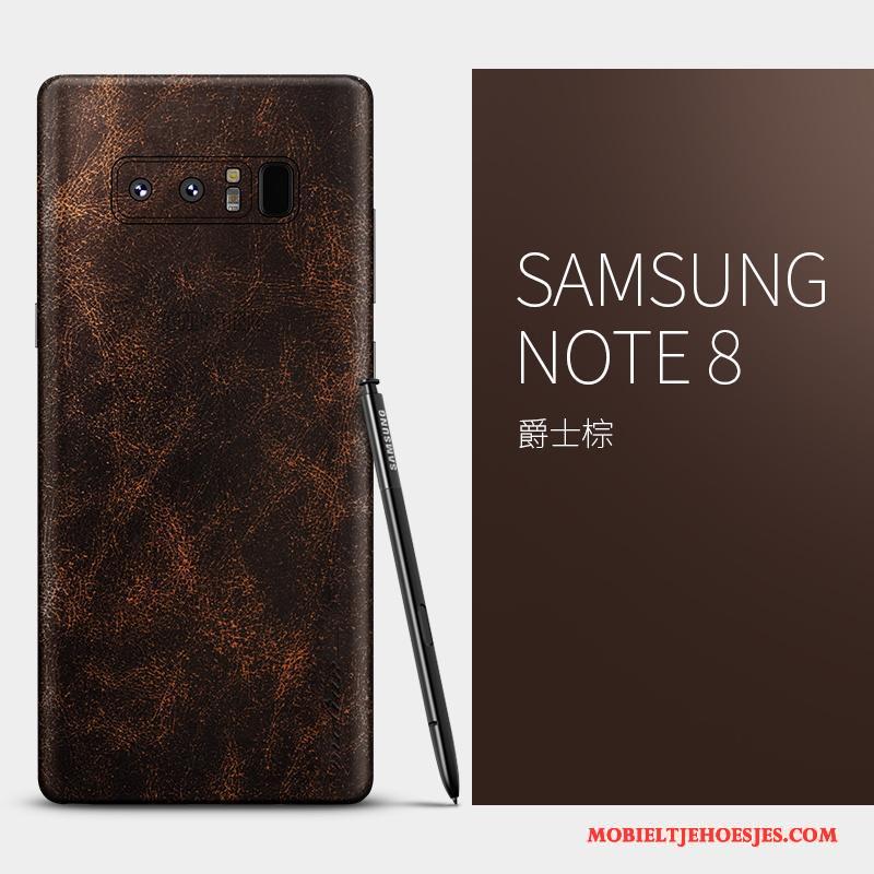 Samsung Galaxy Note 8 Hoesje Scheppend Hoes Bescherming Zwart Ster All Inclusive Echt Leer
