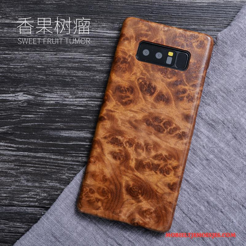 Samsung Galaxy Note 8 Hoesje Telefoon Hout Ster Massief Hout Bescherming