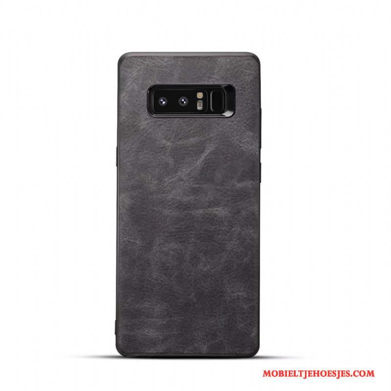 Samsung Galaxy Note 8 Hoesje Telefoon Zacht Bescherming Leer Ster Mobiele Telefoon Grijs