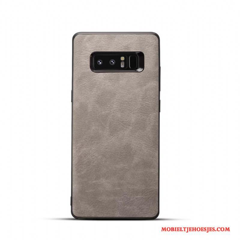 Samsung Galaxy Note 8 Hoesje Telefoon Zacht Bescherming Leer Ster Mobiele Telefoon Grijs