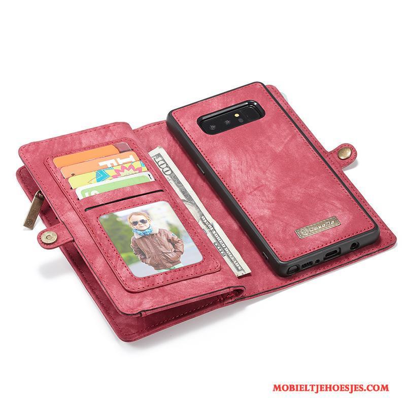 Samsung Galaxy Note 8 Leren Etui Groen Clamshell Ster Hoesje Telefoon Magnetisch Kaart