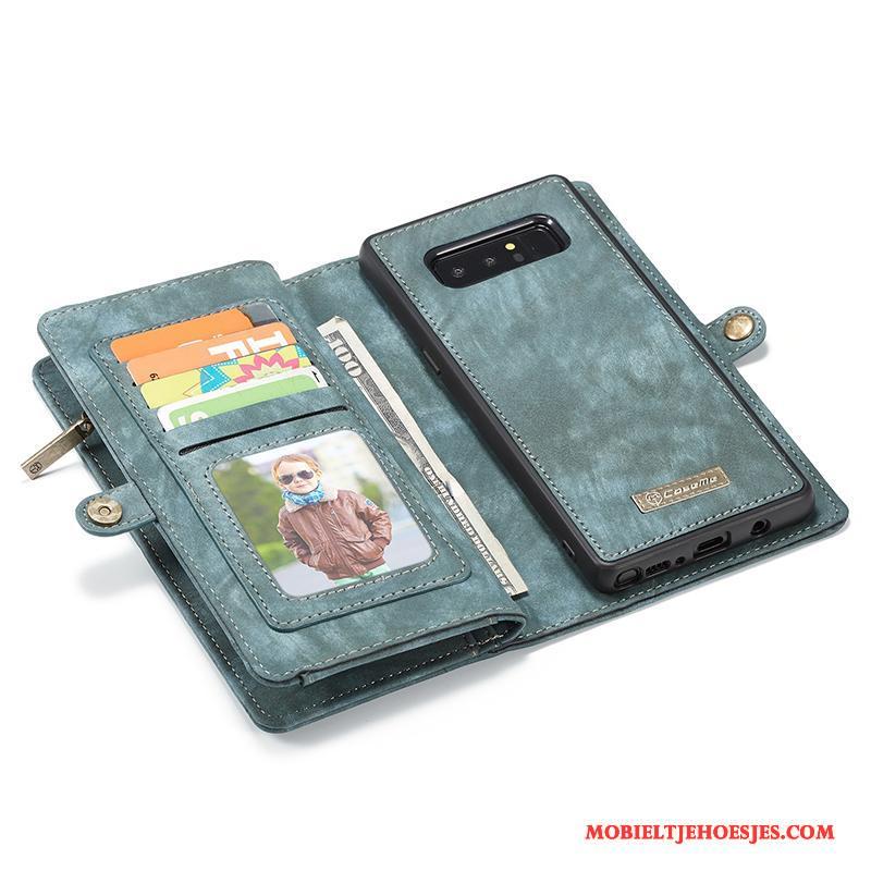 Samsung Galaxy Note 8 Leren Etui Groen Clamshell Ster Hoesje Telefoon Magnetisch Kaart