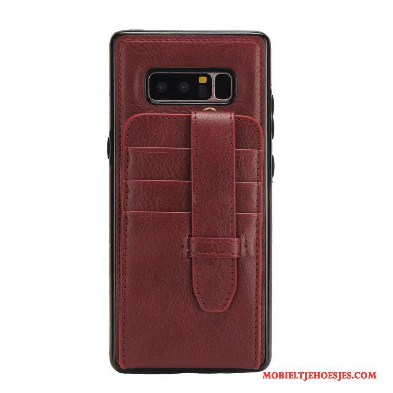 Samsung Galaxy Note 8 Mobiele Telefoon Hoesje Bruin Bescherming Anti-fall Hanger Portemonnee