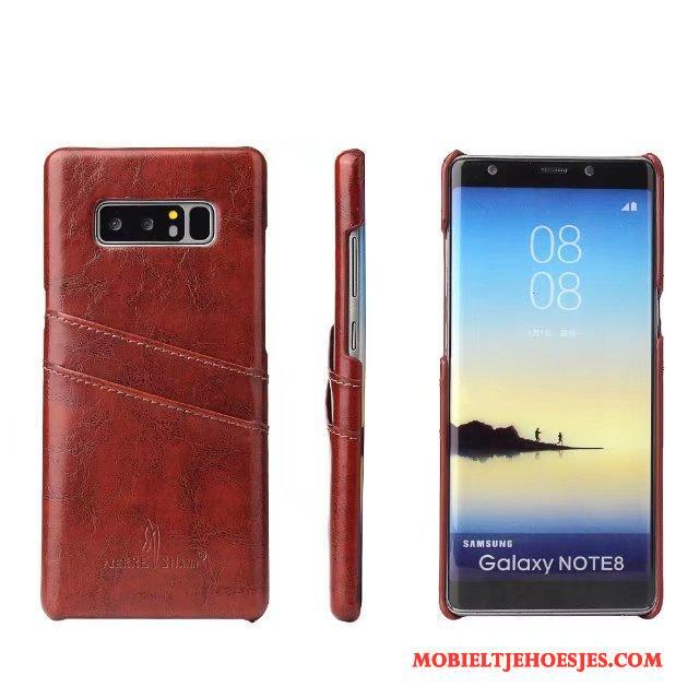 Samsung Galaxy Note 8 Mobiele Telefoon Ster Echt Leer Achterklep Hoesje Telefoon Leren Etui Kaart