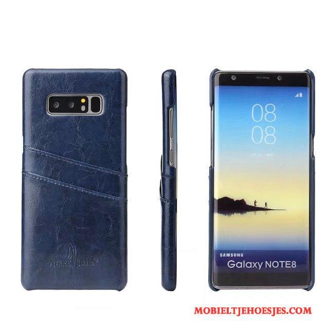 Samsung Galaxy Note 8 Mobiele Telefoon Ster Echt Leer Achterklep Hoesje Telefoon Leren Etui Kaart