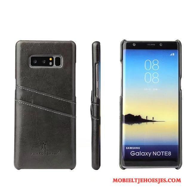 Samsung Galaxy Note 8 Mobiele Telefoon Ster Echt Leer Achterklep Hoesje Telefoon Leren Etui Kaart