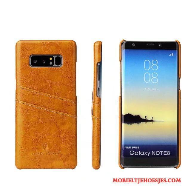 Samsung Galaxy Note 8 Mobiele Telefoon Ster Echt Leer Achterklep Hoesje Telefoon Leren Etui Kaart