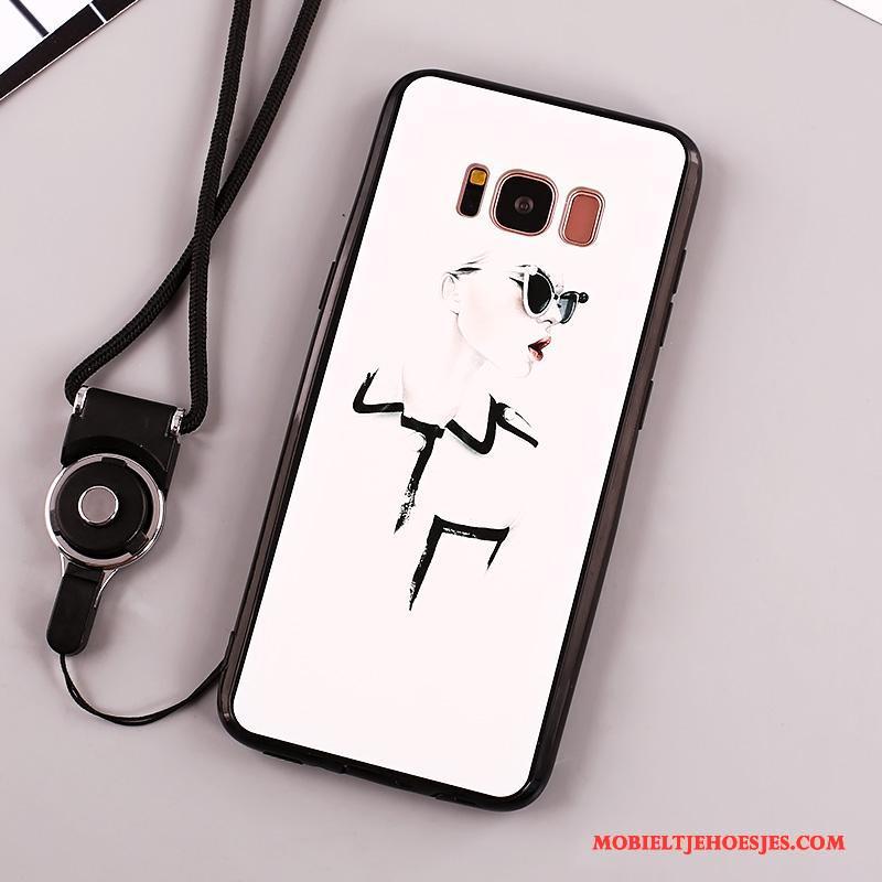 Samsung Galaxy Note 8 Siliconen Bescherming Hoesje Telefoon Wit Hanger Ster Anti-fall