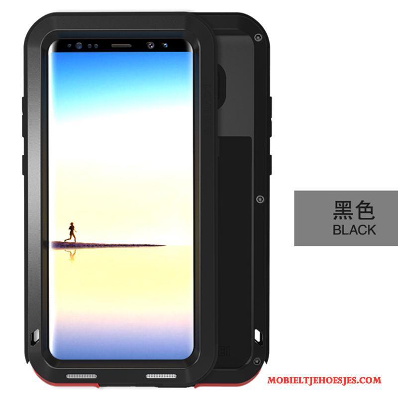 Samsung Galaxy Note 8 Ster All Inclusive Metaal Bescherming Hoesje Telefoon Wit Drie Verdedigingen