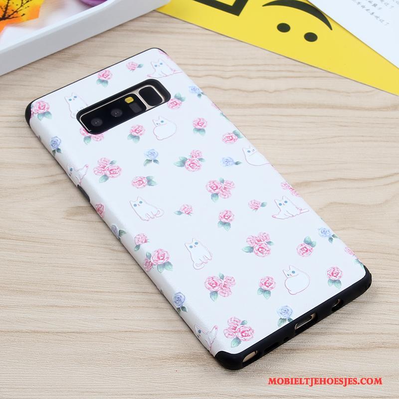 Samsung Galaxy Note 8 Wit Hoesje Telefoon Anti-fall Bloemen Ster Siliconen