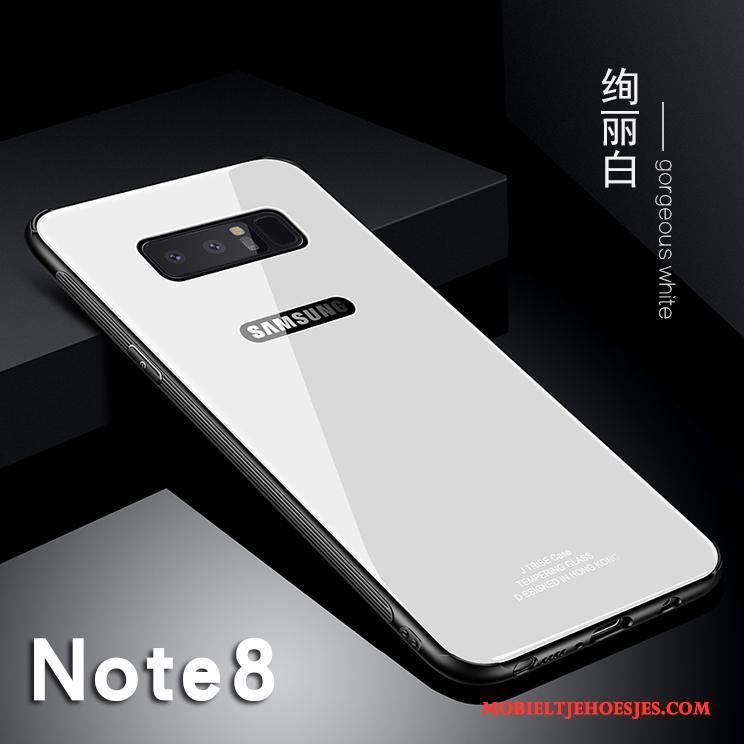 Samsung Galaxy Note 8 Wit Spiegel Bescherming Hoesje Telefoon Glas Nieuw Siliconen