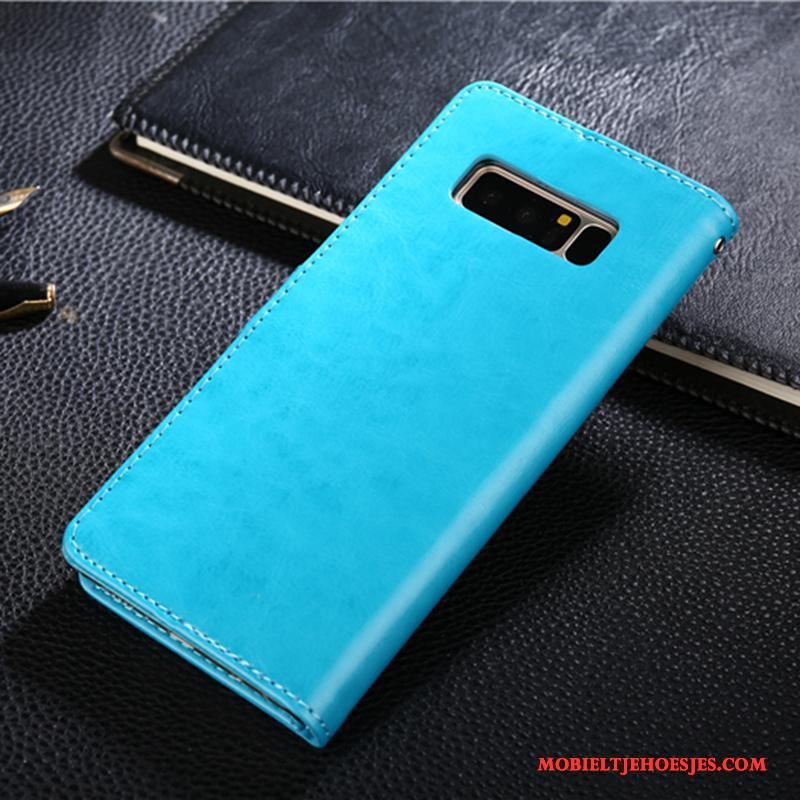 Samsung Galaxy Note 8 Zwart Bescherming Folio Hoes Leren Etui Ster Hoesje Telefoon