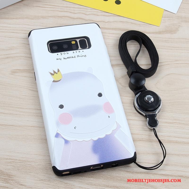 Samsung Galaxy Note 8 Zwart Wit Siliconen Zacht Hoesje Bescherming Hanger