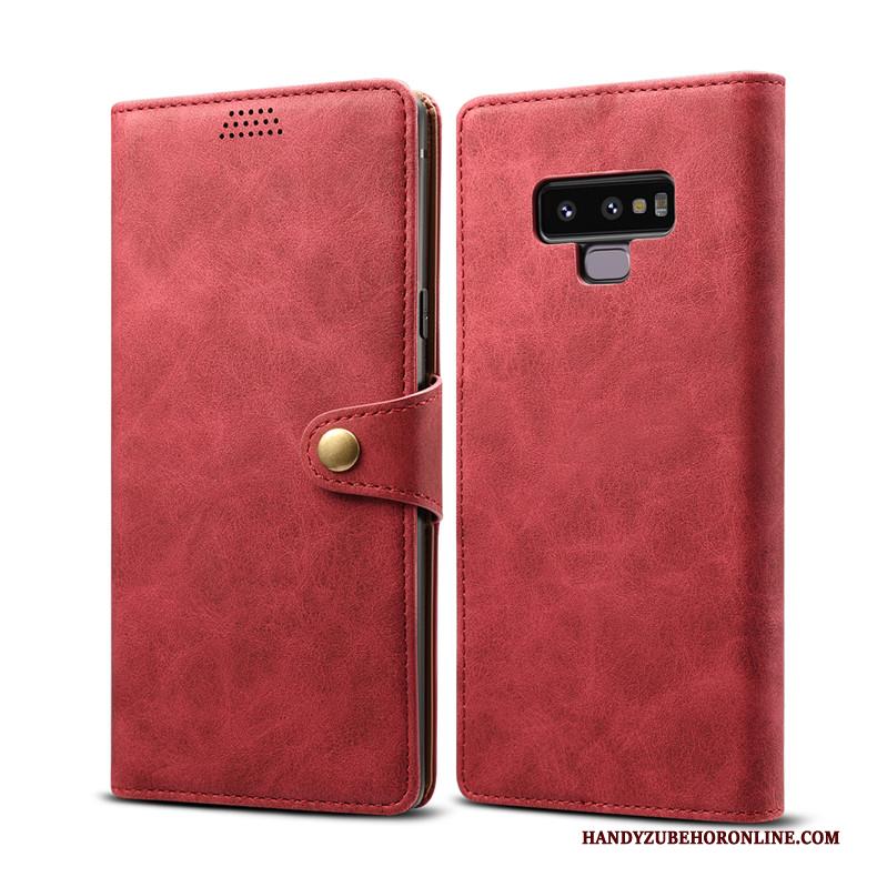 Samsung Galaxy Note 9 Hoesje Clamshell Leren Etui Ster Hoes Groen Anti-fall Zacht