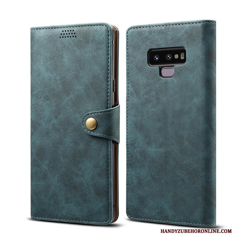 Samsung Galaxy Note 9 Hoesje Clamshell Leren Etui Ster Hoes Groen Anti-fall Zacht