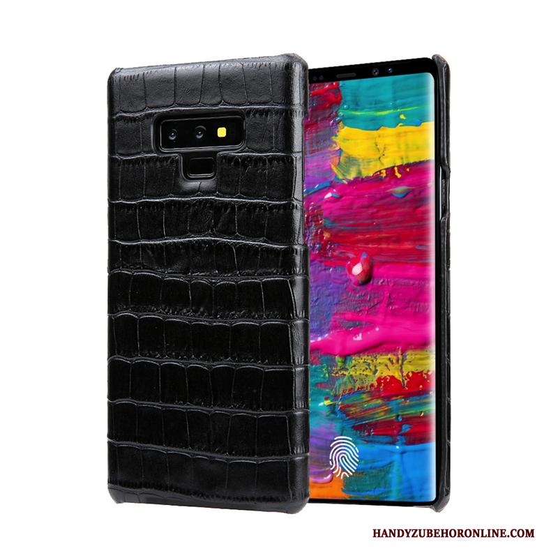 Samsung Galaxy Note 9 Hoesje Echt Leer Ster Leren Etui Bescherming Mobiele Telefoon Zwart Luxe