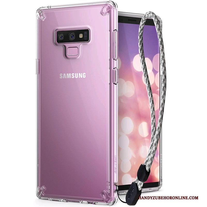 Samsung Galaxy Note 9 Hoesje Telefoon Hanger Doorzichtig Purper Trendy Merk Hard Dun