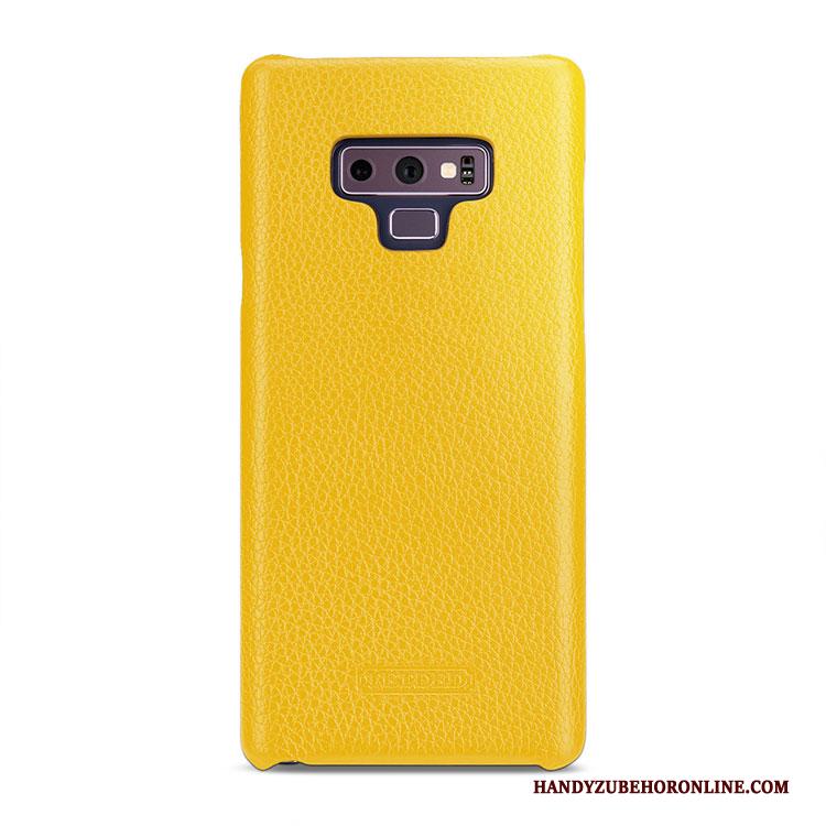 Samsung Galaxy Note 9 Leren Etui Hoesje Telefoon Geel Persoonlijk Bescherming Ster Eenvoudige
