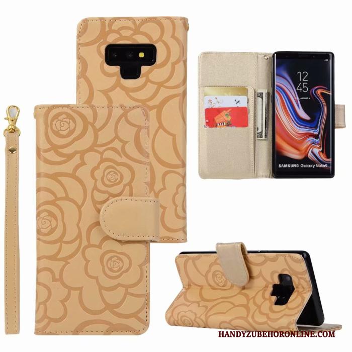 Samsung Galaxy Note 9 Leren Etui Zacht Folio Anti-fall Bescherming Rood Hoesje Telefoon