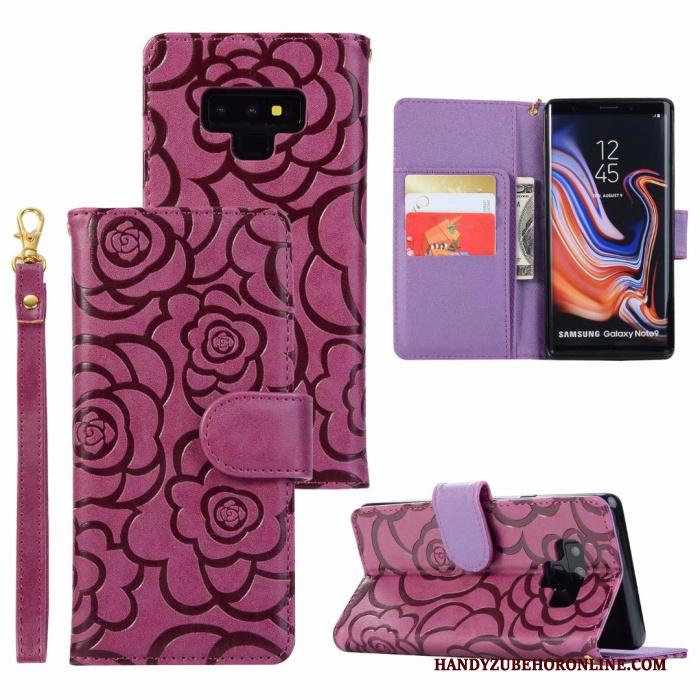 Samsung Galaxy Note 9 Leren Etui Zacht Folio Anti-fall Bescherming Rood Hoesje Telefoon