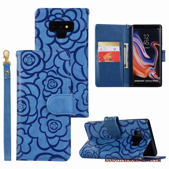 Samsung Galaxy Note 9 Leren Etui Zacht Folio Anti-fall Bescherming Rood Hoesje Telefoon