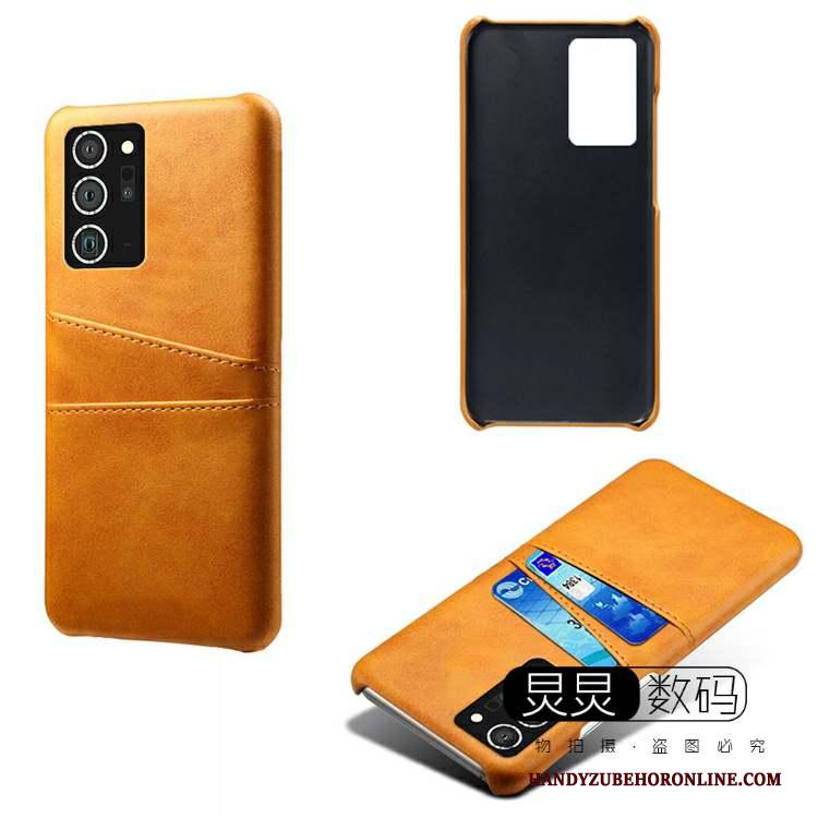 Samsung Galaxy Note20 Hoesje Telefoon Ster Vintage Geel Kaart Leren Etui