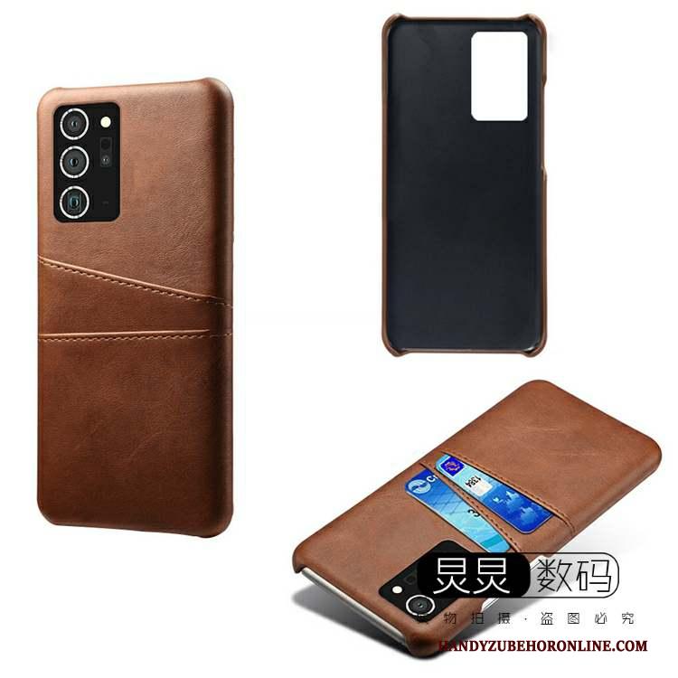 Samsung Galaxy Note20 Hoesje Telefoon Ster Vintage Geel Kaart Leren Etui