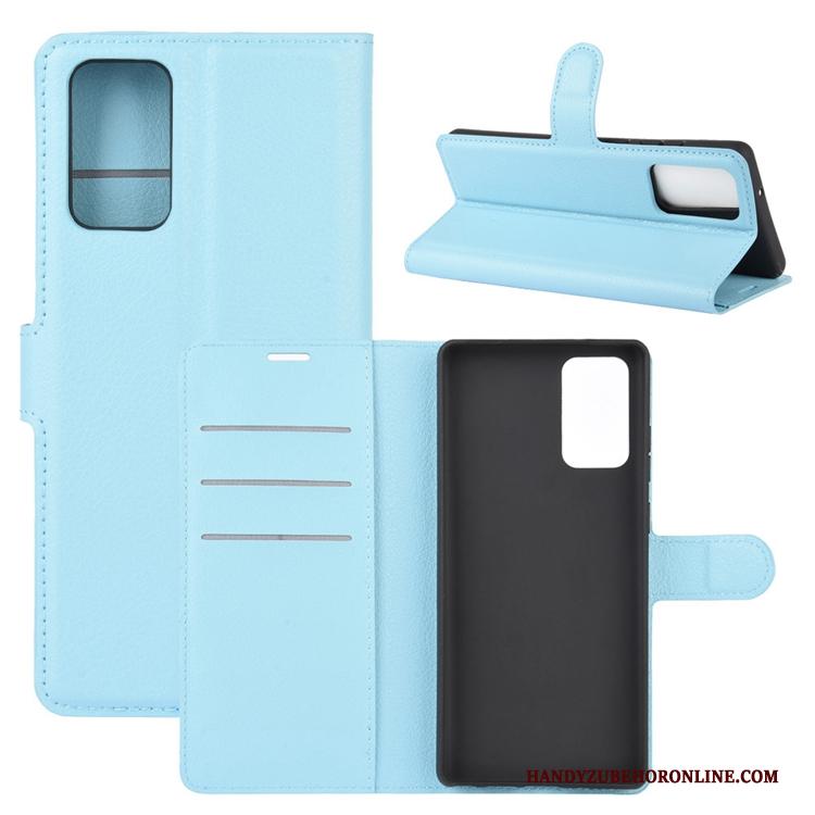 Samsung Galaxy Note20 Ultra Antislip Schrobben Ster Blauw Clamshell Leren Etui Hoesje Telefoon