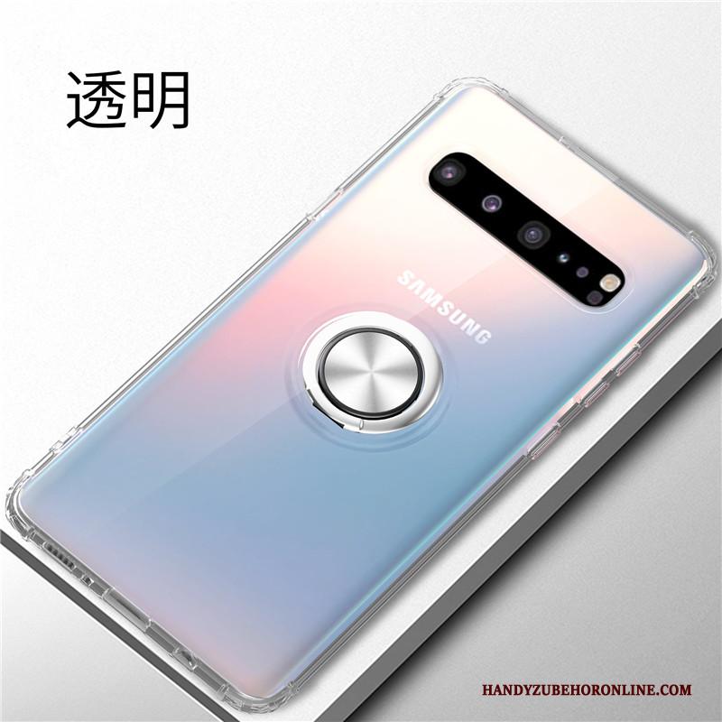 Samsung Galaxy S10 5g Auto Magnetisch Ondersteuning Hoesje Telefoon Siliconen Ring Wit