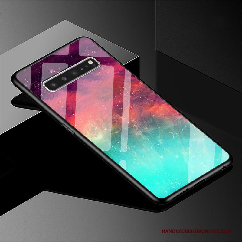 Samsung Galaxy S10 5g Donkerblauw Hoesje Telefoon Bescherming Lovers Glas Licht Wind