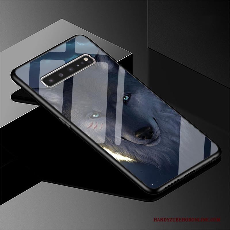 Samsung Galaxy S10 5g Donkerblauw Hoesje Telefoon Bescherming Lovers Glas Licht Wind