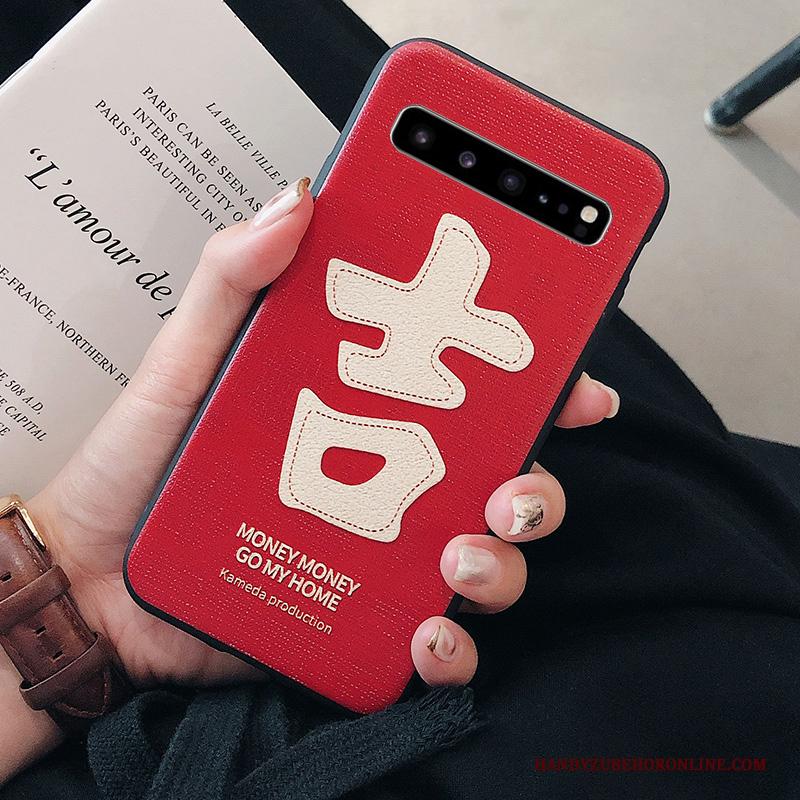 Samsung Galaxy S10 5g Eenvoudige Hoesje Rood Geschilderd Ster Telefoon Zacht