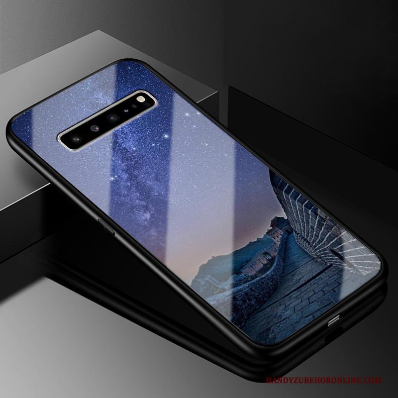 Samsung Galaxy S10 5g Hoesje Anti-fall Donkerblauw Ster Glas All Inclusive Bescherming Hoes