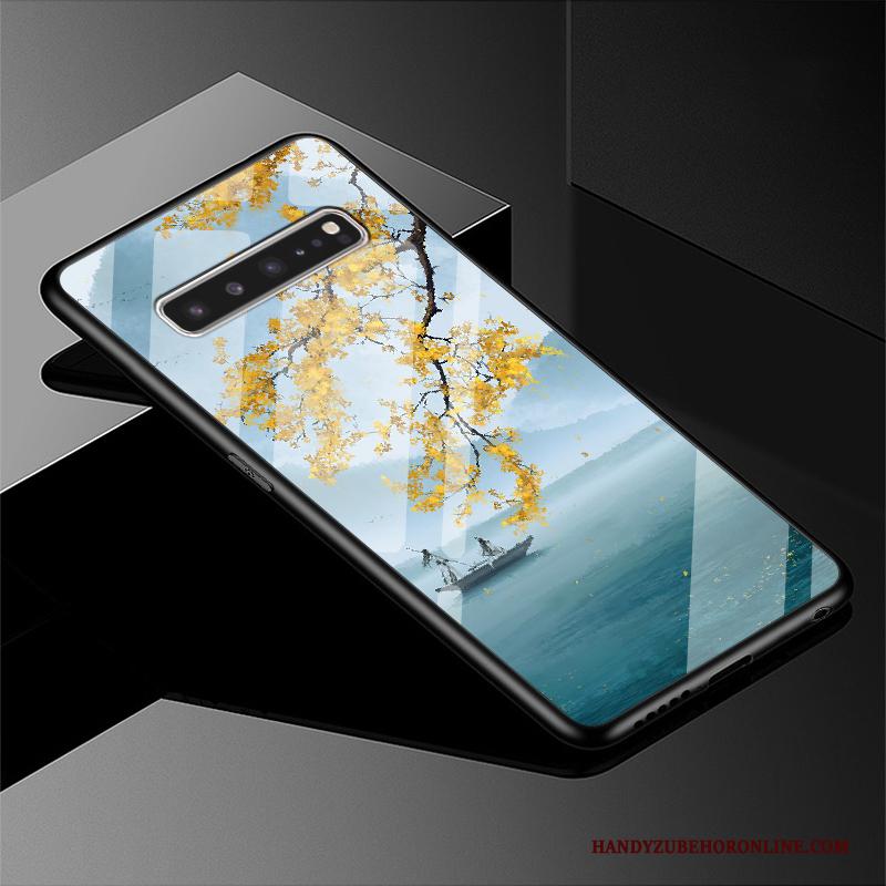 Samsung Galaxy S10 5g Hoesje Ster Hard Anti-fall Hoes Glas Blauw Spiegel