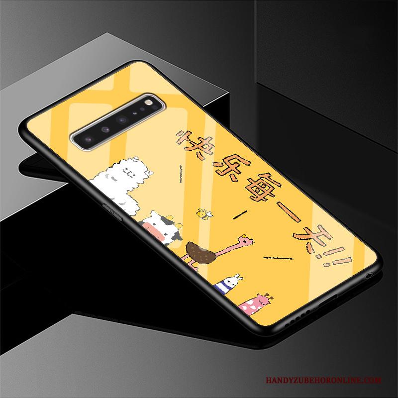 Samsung Galaxy S10 5g Hoesje Telefoon Glas Ster Groen Bescherming Mooie Eenvoudige