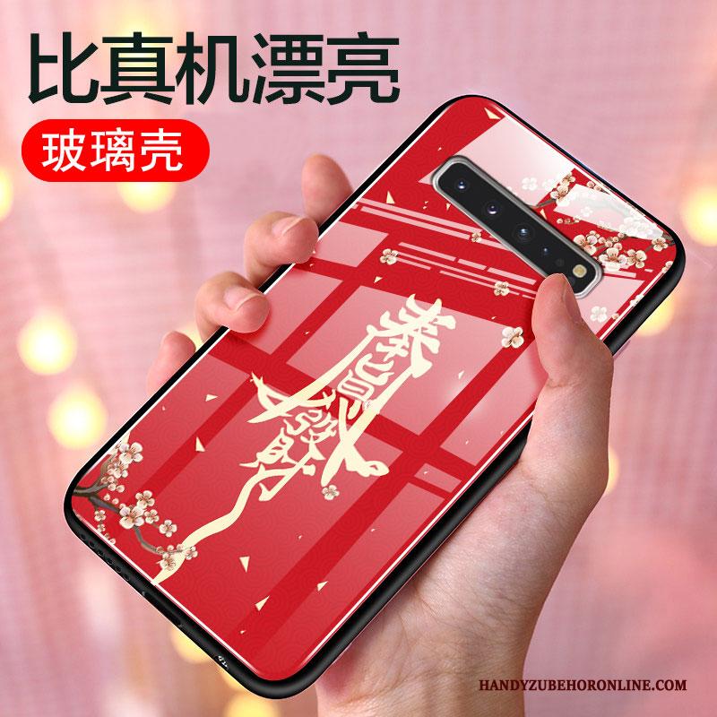 Samsung Galaxy S10 5g Persoonlijk All Inclusive Siliconen Hoesje Telefoon Rood Trendy Merk Glas