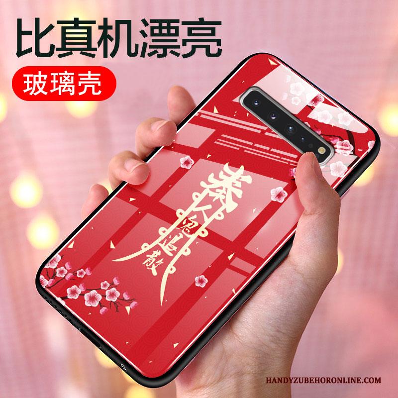 Samsung Galaxy S10 5g Persoonlijk All Inclusive Siliconen Hoesje Telefoon Rood Trendy Merk Glas